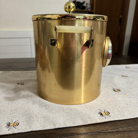 Georges Briard Vintage Ice Bucket Mid Century Modern Gold Clock Front Signed - Picture 2 of 6
